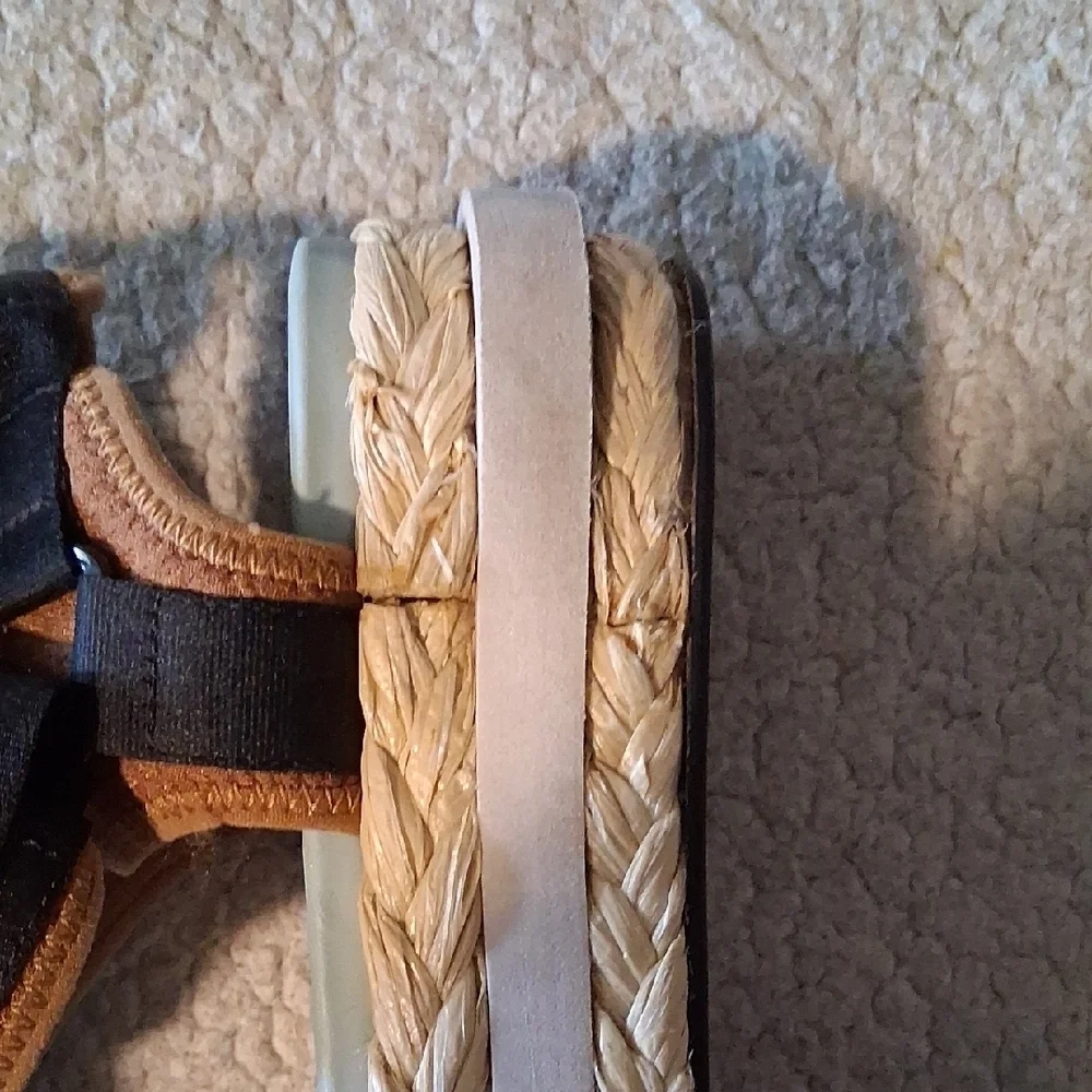Kate Spade NY Acapulco Black and Cream Woven Sandals